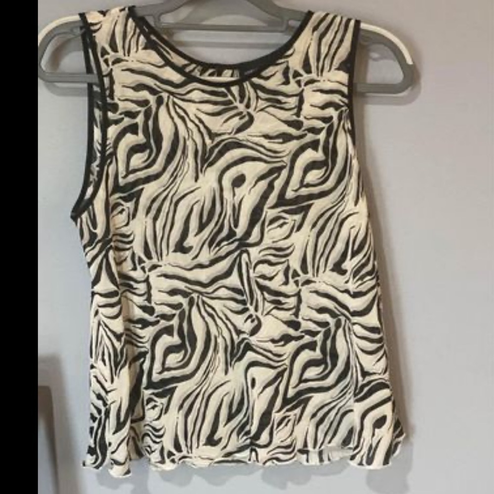 JONES New York Zebra Sleeveless Lightweight Blouse Size Large